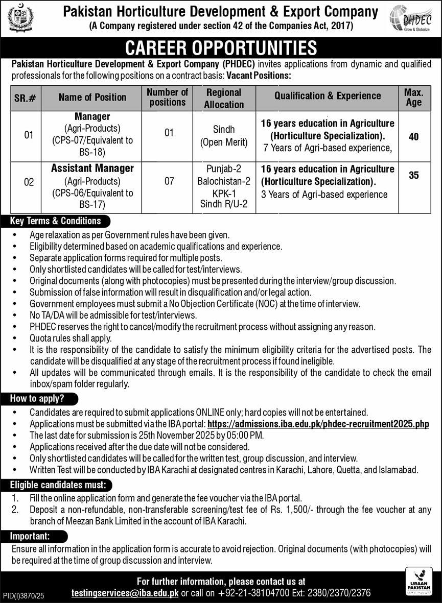 PHDEC Announces Manager and Assistant Manager Vacancies 2025