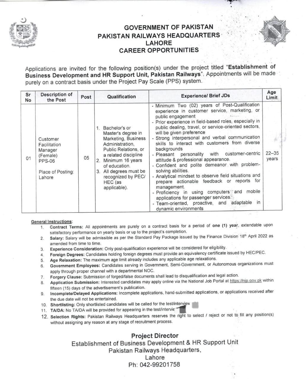Pakistan Railways Announces New Jobs under Business Development & HR Support Unit